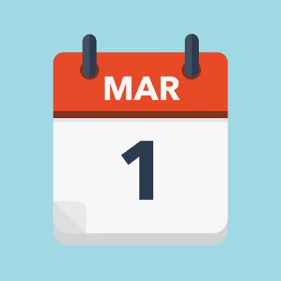 Calendar icon showing 1st March