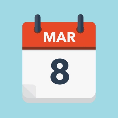 Calendar icon showing 8th March