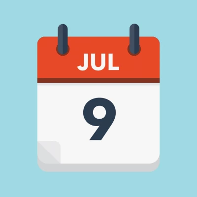 Calendar icon showing 9th July
