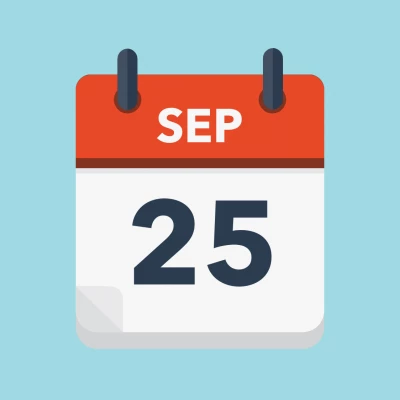 Calendar icon showing 25th September