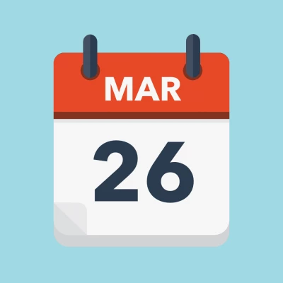 Calendar icon showing 26th March